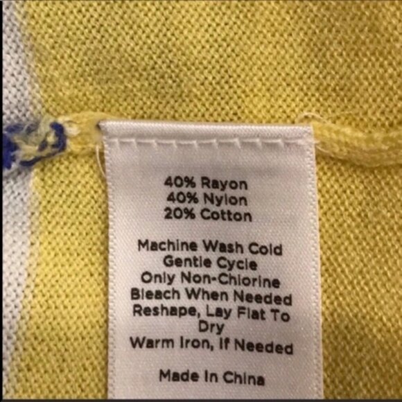 Talbots Blue Yellow White Stripe Cotton Blend Cardigan Sweater Sz petites M - Picture 3 of 5